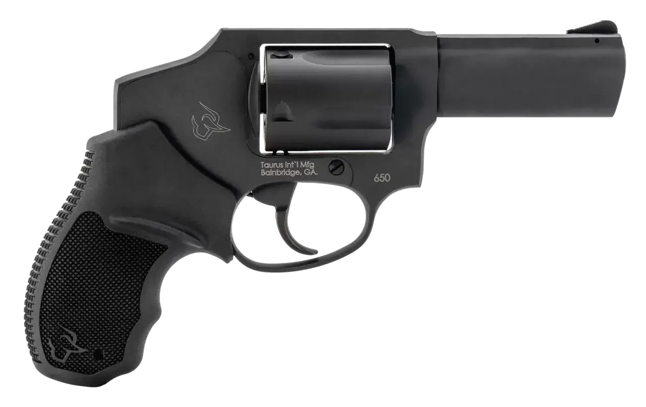 Taurus 2-650131 650 Small 357 Mag/38 Special +P 5 Shot 3" Matte Black Alloy Steel Barrel, Cylinder & Frame, Black Rubber Grip, Transfer Bar Safety, Concealed Hammer