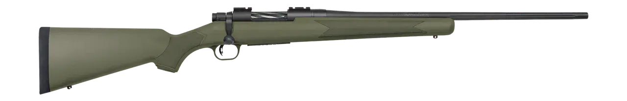 Mossberg 28075 Patriot 243 Win 5+1 Matte Blued Fluted Barrel, OD Green Synthetic Stock