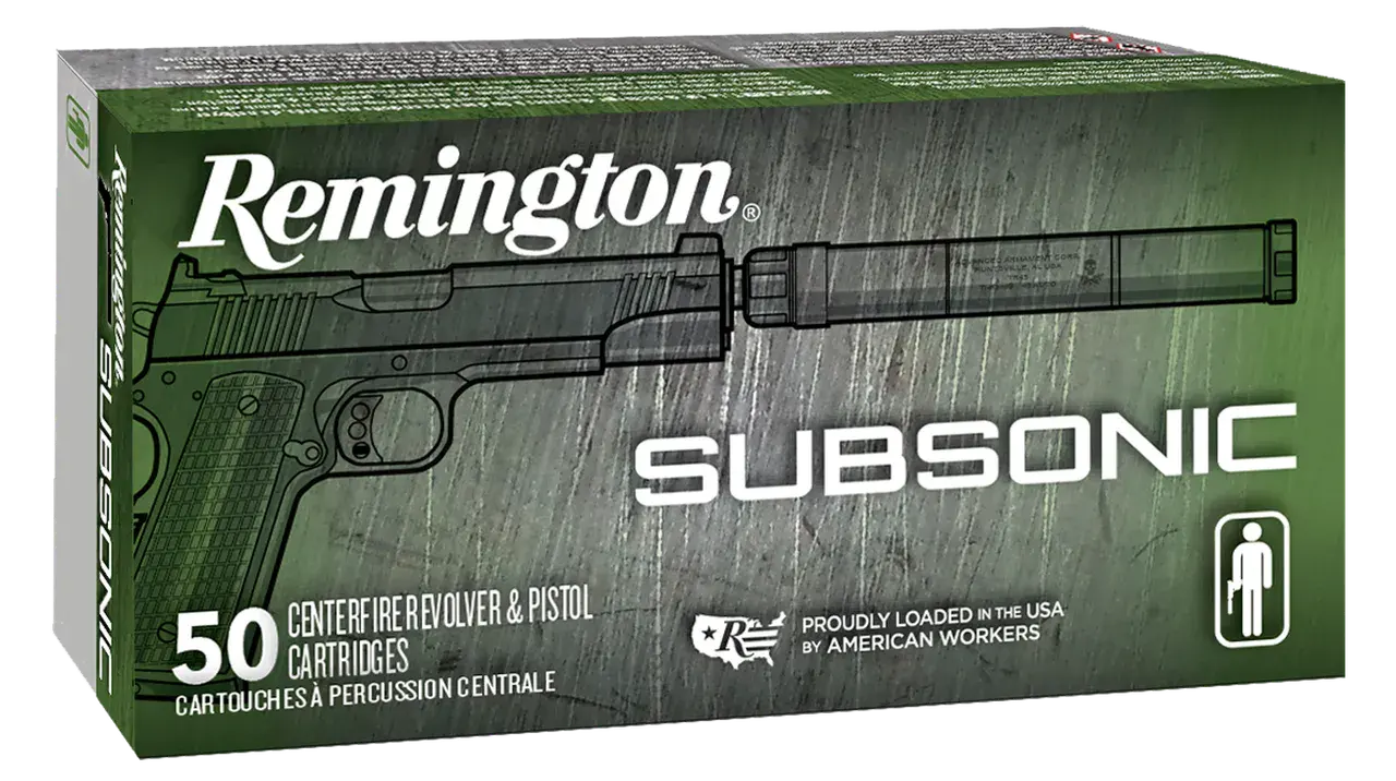 Remington Ammunition 28428 Subsonic 45ACP 230gr Flat Nose Enclosed Base 50 Per Box/10 Case