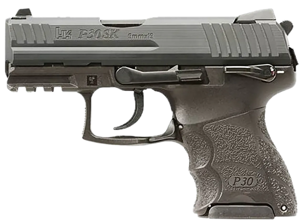 HK 81001110 P30SK V3 Sub-Compact Frame 9mm Luger 10+1 3.27" Stainless Steel Barrel, Black Cerakote Serrated Steel Slide, Black Polymer Frame w/Picatinny Rail, Ambidextrous