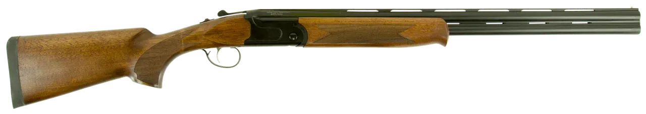 Stevens 22156 555 Compact 410 Gauge Break Open 3" 2rd 24" Black Satin Over/Under Vent Rib Barrel, Satin Black Aluminum Receiver, Fixed Satin Turkish Walnut Stock, Ambidextrous