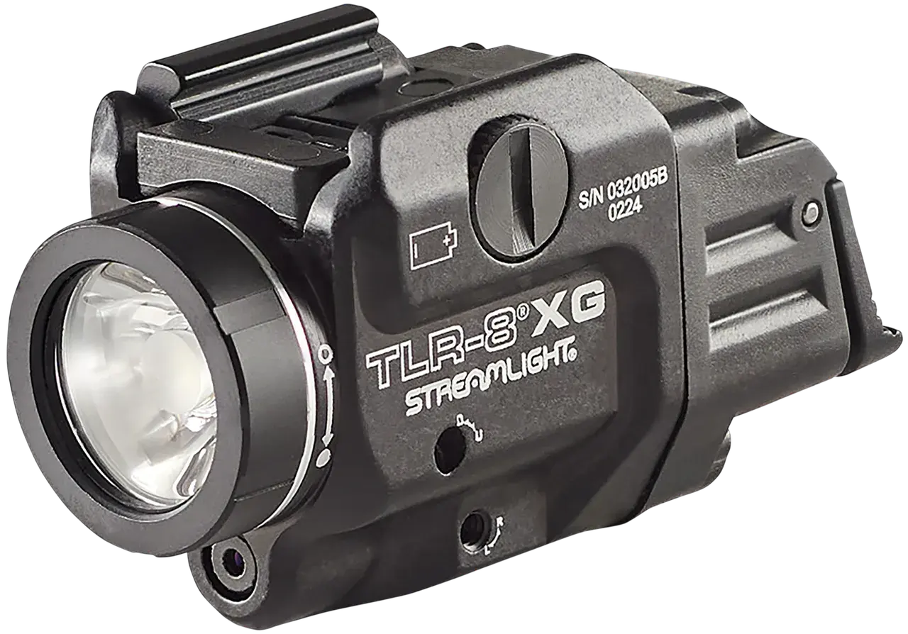 Streamlight 69434 TLR-8A Flex w/Laser Black Anodized Aluminum, 500 Lumens White LED, Green Laser 140 Meters Beam, Rail Clamp Mount