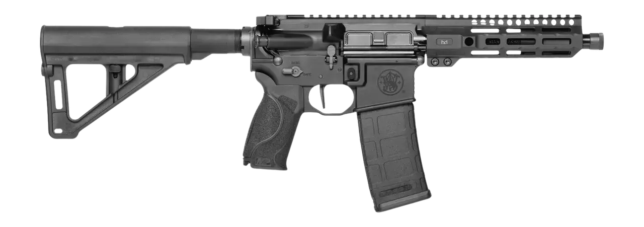 Smith & Wesson 14604 M&P15 Axe 300 Blackout 30+1 8" Black Armornite Threaded Barrel, Black Hardcoat Anodize Aluminum Receiver w/Picatinny Rail, M-LOK Handguard, Black Polymer Magpul BTR Arm Brace, Int
