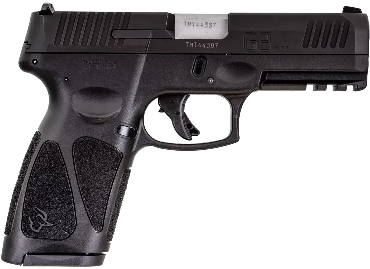 Taurus 1G3B94115 G3 Full Size Frame 9mm Luger 15+1 4" Matte Stainless Steel Barrel, Matte Black Tenifer Serrated Steel Slide, Black Polymer Frame w/Picatinny Rail, Black Polymer Grip, Right Hand