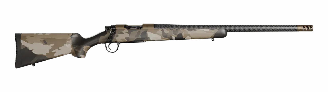 Christensen Arms 801-060083-00 Ridgeline FFT Full Size 22 Creedmoor 4+1 20" Carbon Fiber Threaded Barrel, Burnt Bronze Cerakote Steel Drilled & Tapped Receiver, Barren Dune Camo Fixed Synthetic Stock