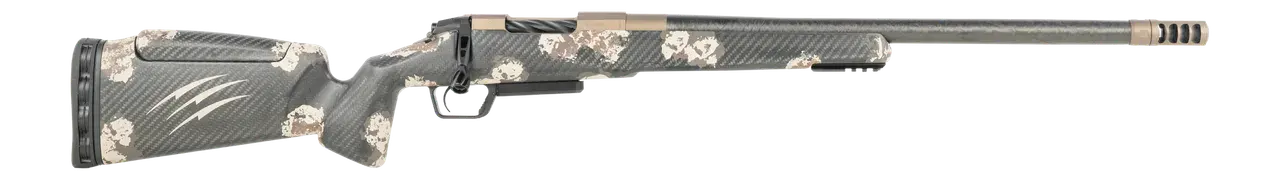 Fierce Firearms CT Rival XP 2.0 300 PRC 20" Carbon Fiber Threaded Barrel, Smoked Bronze Cerakote Titanium Drilled & Tapped Receiver, Integral Rail Forend, Desert Shadow Camo Adj Comb Carbon Fiber Sto