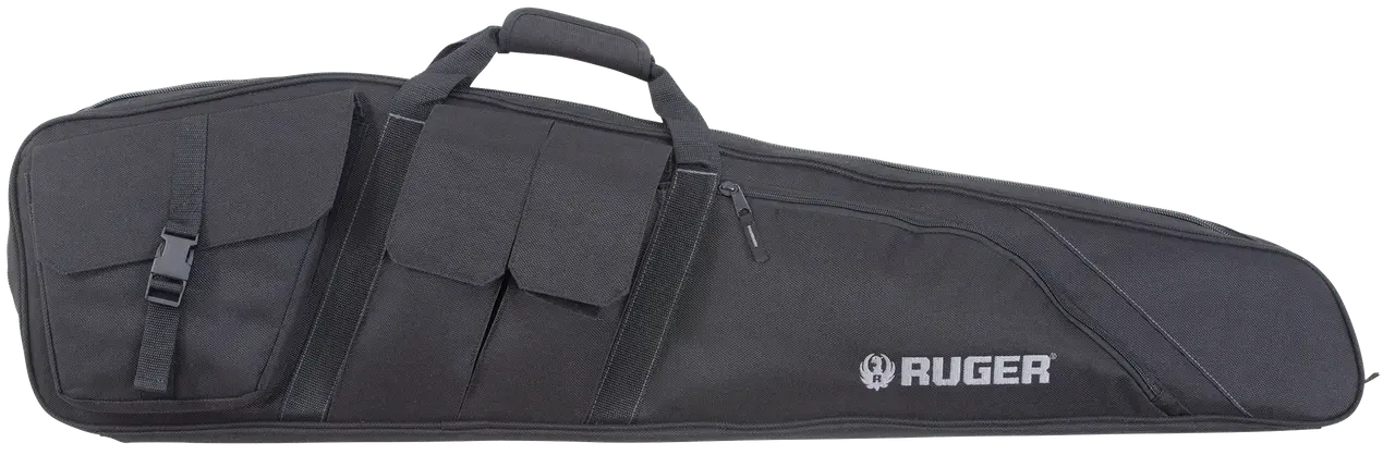 Ruger 27932 Defiance Tactical Rifle Case 42" Black Endura with Ruger Logo, Carry Handle, Knit Lining, Mag Pocket, Accessory Pockets & Lockable Zipper