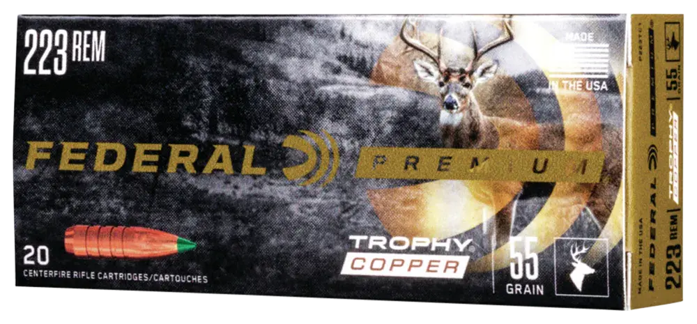 Federal P223TC1 Premium 223Rem 55gr Trophy Copper 20 Per Box/10 Case