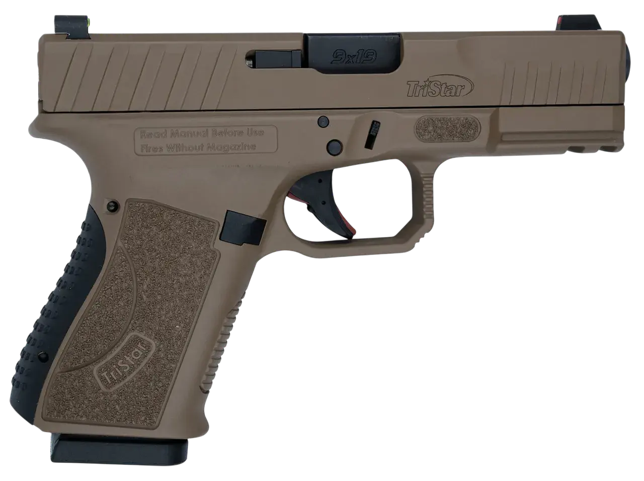 TriStar 85772 Apoc 9mm Luger 15+1 4.02" Black Steel Barrel, Flat Dark Earth Cerakote Serrated Steel Slide & Polymer Frame w/Accessory Rail, Textured Grip