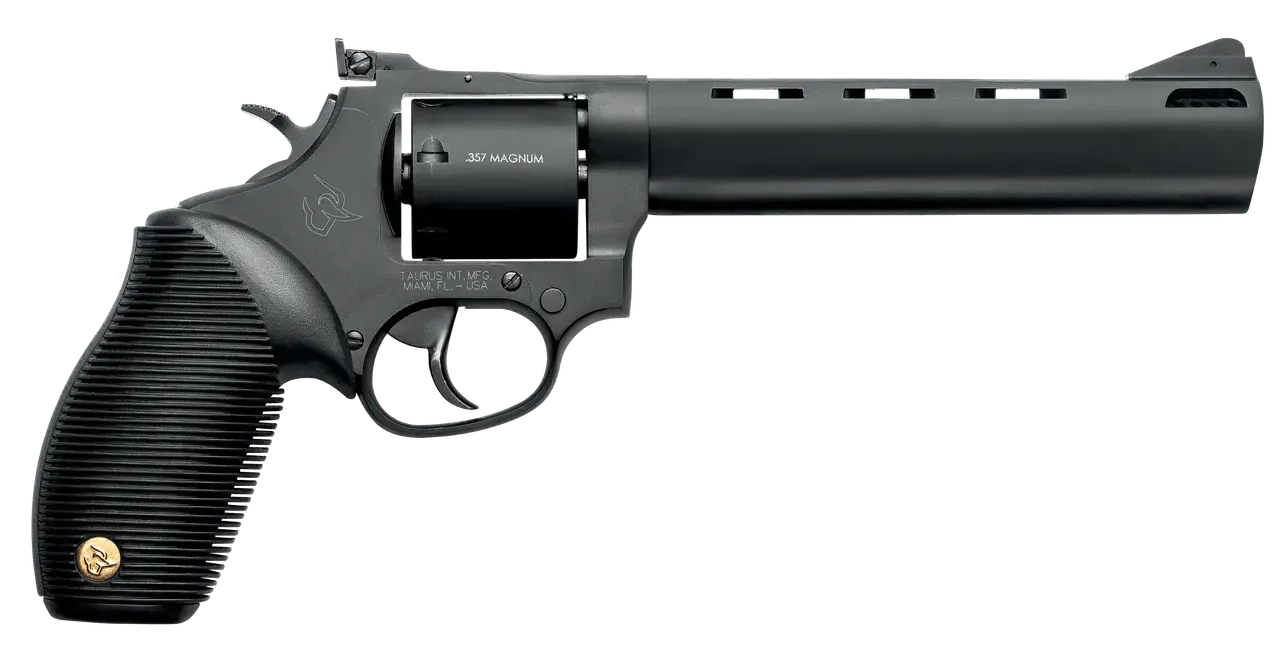 Taurus 2-692061 692 Medium 38 Special +P/357 Mag/9mm Luger 7 Shot 6.50" Matte Black Vent Rib Barrel, Cylinder & Frame, Black Ribber Grip, Transfer Bar Safety, Exposed Hammer, 2 Cylinders