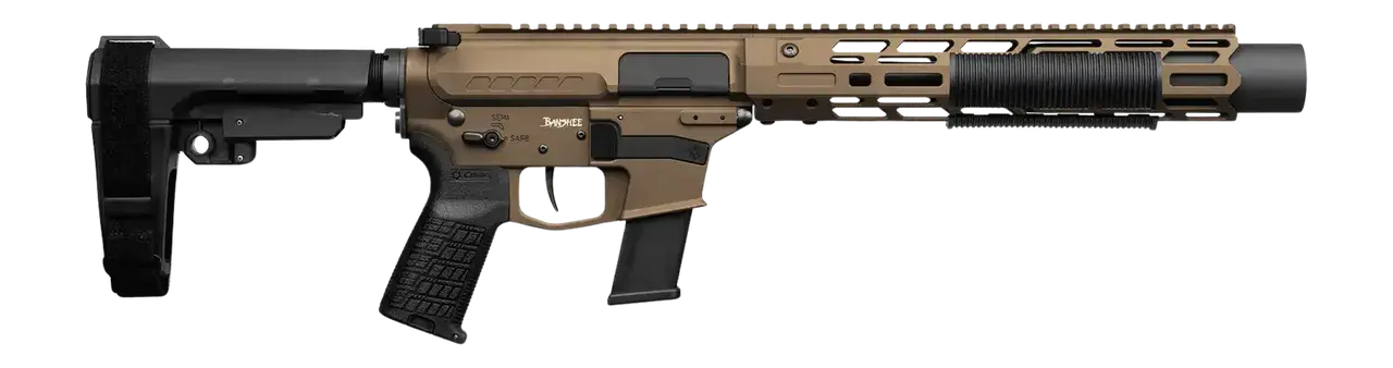 CMMG 45AEA70-MB Zeroed Banshee MkG 45 ACP 13+1 6.50" Black Nitride Threaded Barrel, Midnight Bronze Cerakote Aluminum Receiver w/Picatinny Rail, M-LOK Handguard, Black Polymer CMMG RipBrace, CMMG Zero