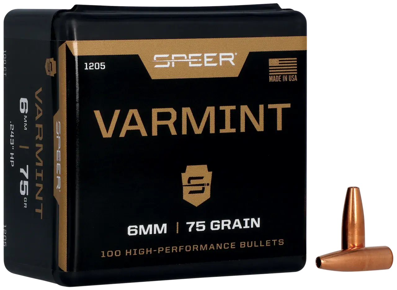 Speer 1205 Varmint 6mm 75gr Jacketed Hollow Point 100 Per Box/5 Case