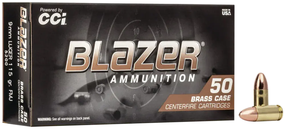 CCI 5200 Blazer Brass Handgun 9mmLuger 115gr Full Metal Jacket 50 Per Box/20 Case