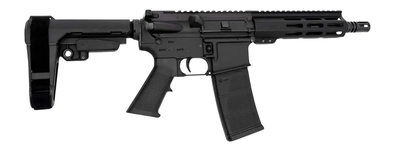 Andro Corp Industries 5568CB ACI-15 CQB 5.56 NATO 30+1 8" Black Nitride Threaded Barrel, Black Anodized Aluminum Receiver w/Picatinny Rail, M-LOK Handguard, Black Polymer SBA3 Pistol Brace, Black A2 G
