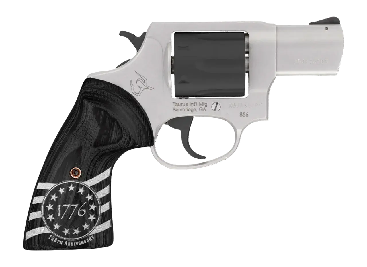 Taurus 2-85625-US3 856 1776 Small 38 Special +P 6 Shot 2" Stainless Steel Barrel, Black Stainless Steel Cylinder, Stainless Steel Frame, Custom Altamont Grip, Transfer Bar Safety
