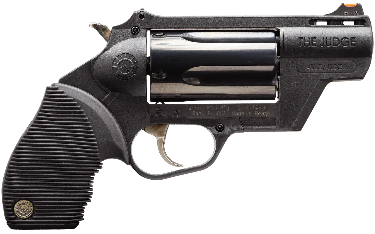 Taurus 2441021PFS Judge Public Defender 45 Colt (LC) Caliber or 2.50" 410 Gauge 5 Shot 2" Black Finish Barrel, Matte Black Oxide Finish Cylinder, Black Finish Polymer Frame & Black Rubber Grip