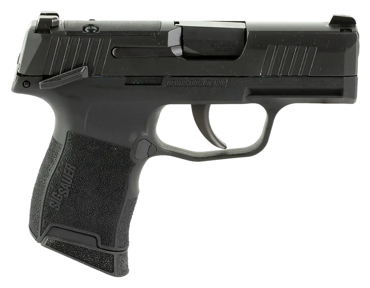Sig Sauer 365380BSSMS P365 Micro-Compact 380 ACP 10+1 3.10" Black Carbon Steel Barrel, Black Nitron Optic Ready/Serrated Slide & Frame w/Sig Rail, Black Polymer Grips, Manual Safety, Right Hand
