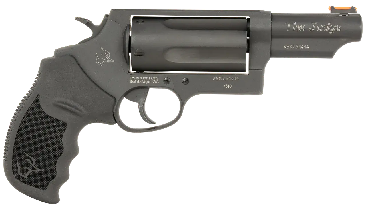 Taurus 24410P31MAG Judge T.O.R.O Magnum Compact Frame 45 Colt (Long Colt)/410 Gauge 5 3" Matte Black Oxide Steel Barrel, Cylinder & Frame, Black Rubber Grip, Transfer Bar Safety, Exposed Hammer