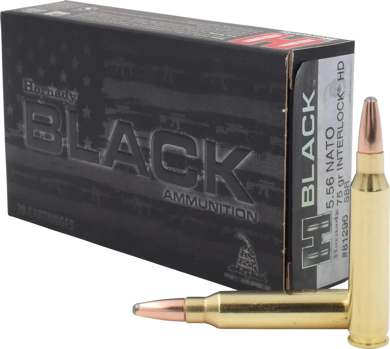 Hornady 81296 Black 5.56x45mmNATO 75gr InterLock Heavy Duty 20 Per Box/10 Case