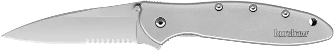 Kershaw 1660ST Leek 3" Folding Drop Point Part Serrated Bead Blasted 14C28N Steel Blade Bead Blasted 410 Stainless Steel Handle Includes Pocket Clip