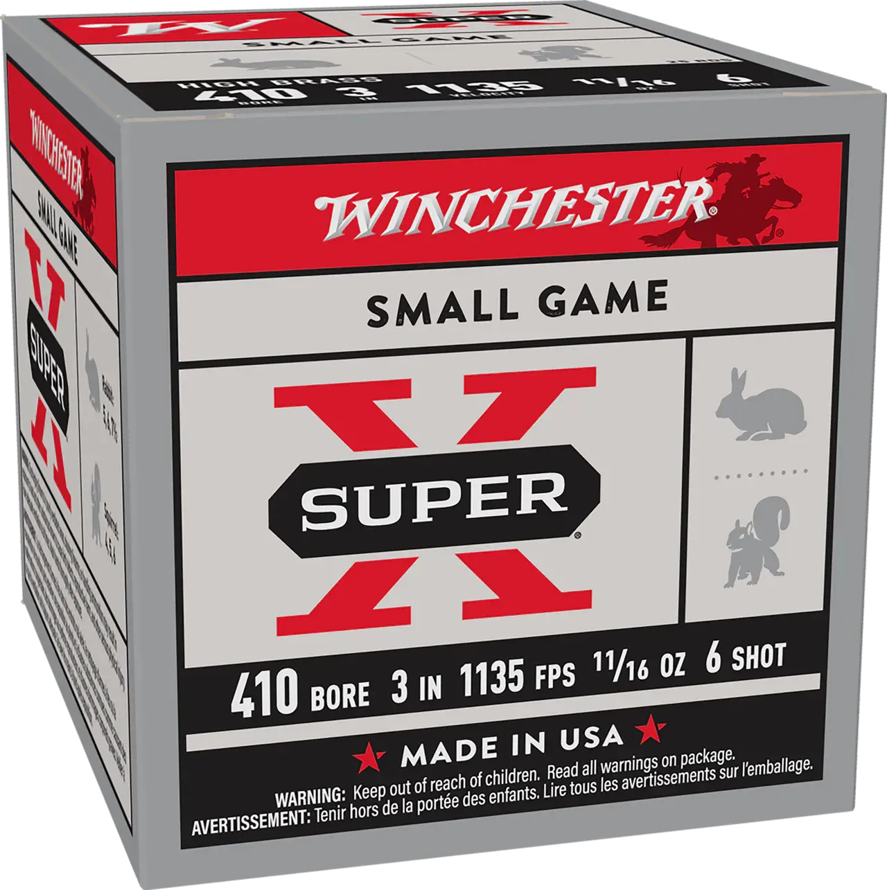Winchester Ammo X4136 Super X Heavy Game Load High Brass 410Gauge 3" 11/16oz 6Shot 25 Per Box/10 Case