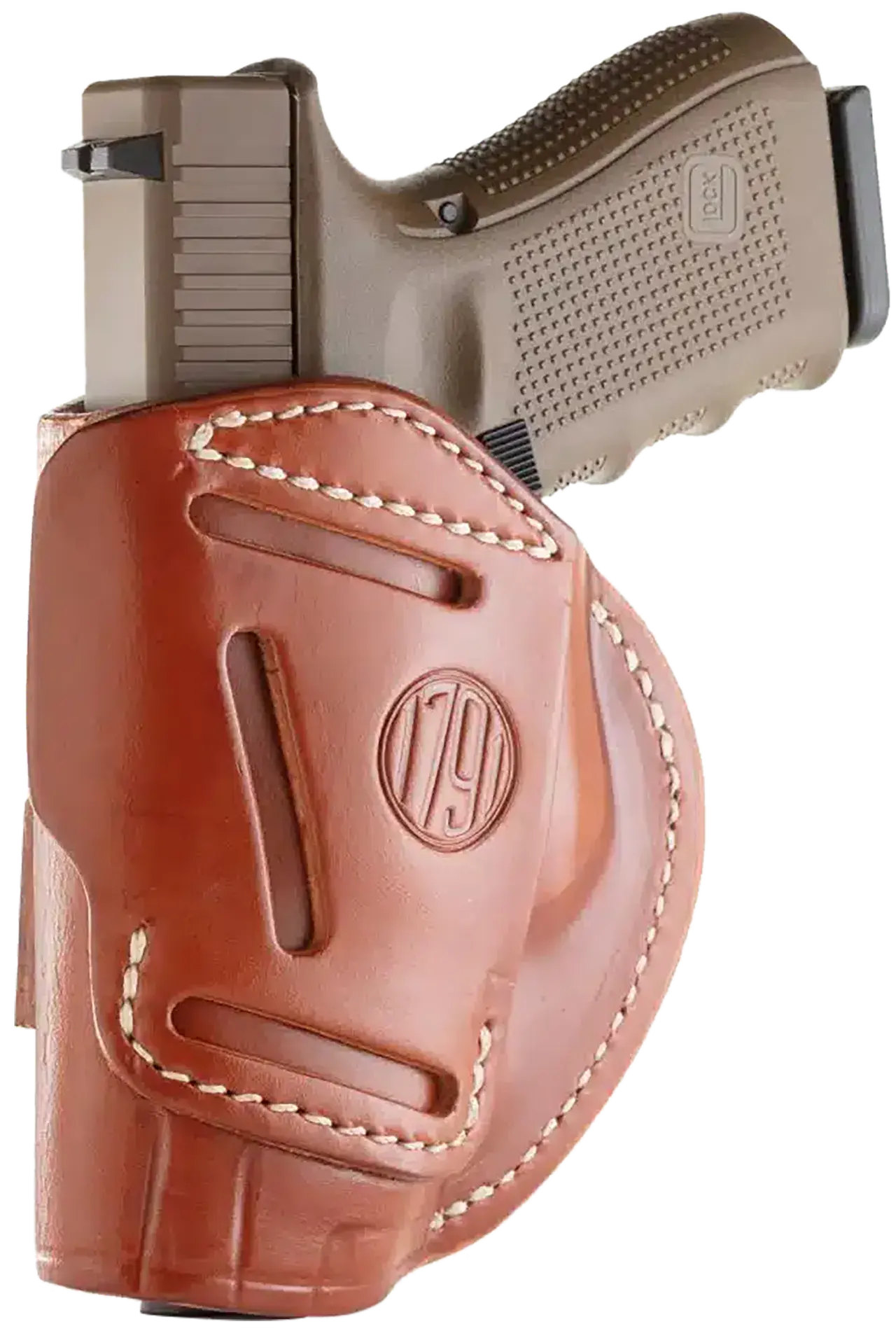 1791 Gunleather 4WH5CBRR 4-Way IWB/OWB 05 Classic Brown Leather Belt Clip Fits S&W M&P/Springfield XD/Glock 17/HK VP9